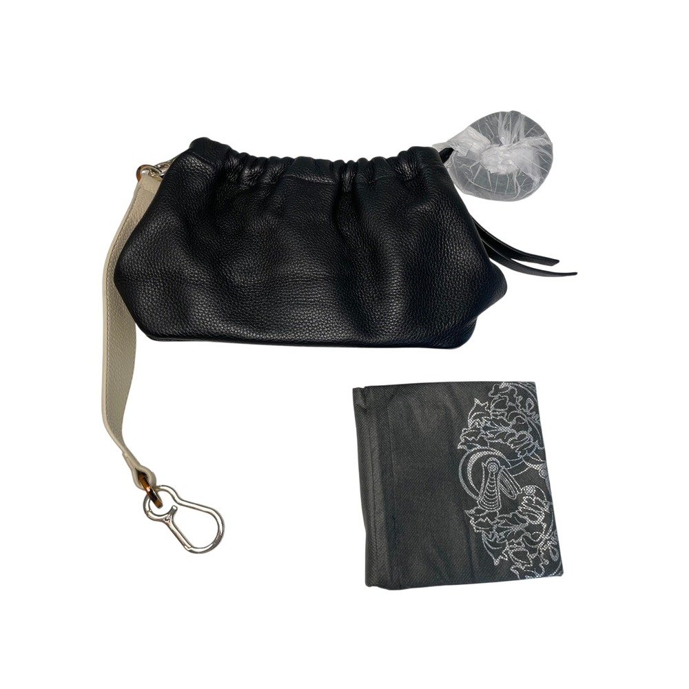 Vince Camuto Handbag Women Small Black Leather Ruched Shoulder Bag Crossbody